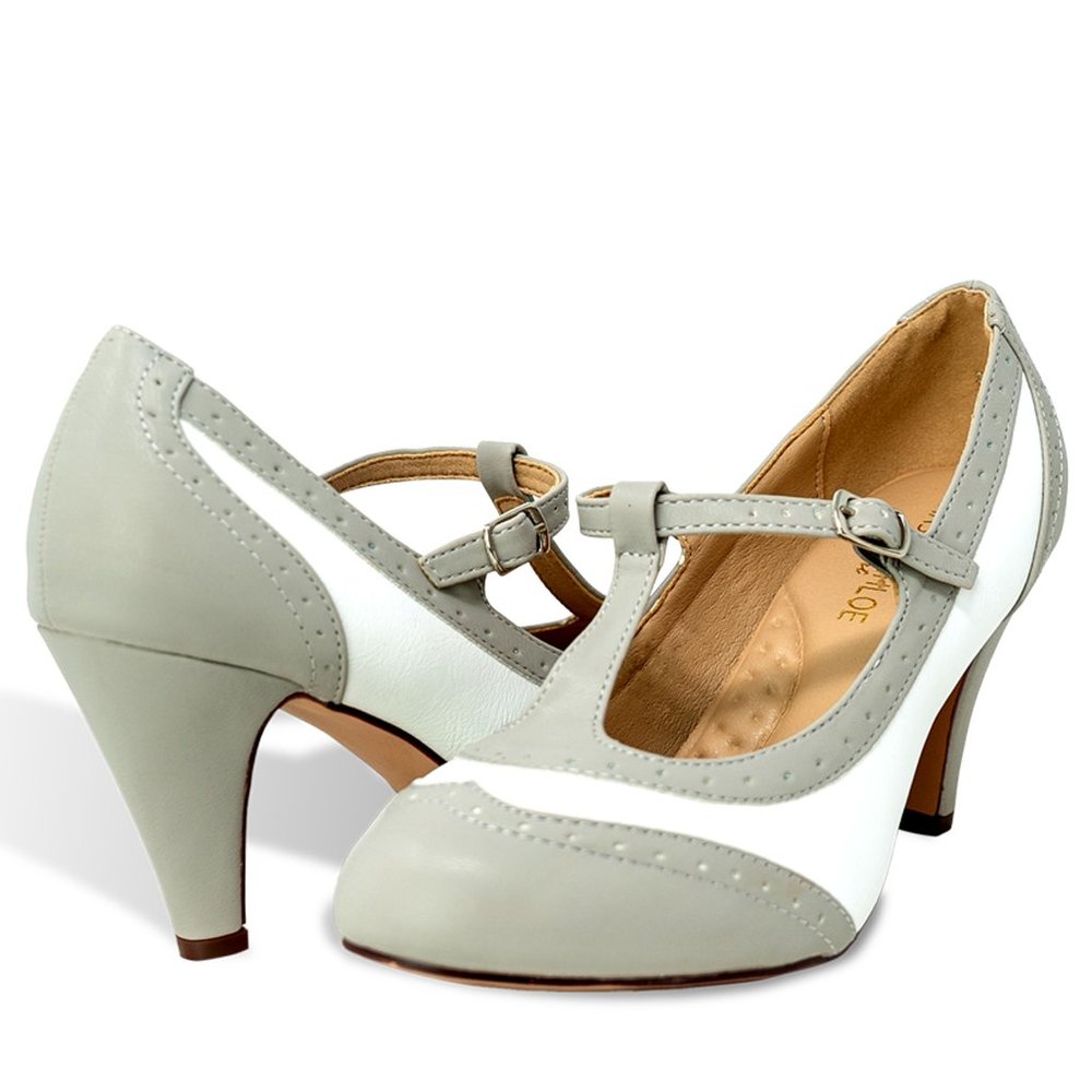 Chase & Chloe Mary Jane Oxford Pumps - Retro Round Toe Shoe with Ankle S… - Picture 4 of 4